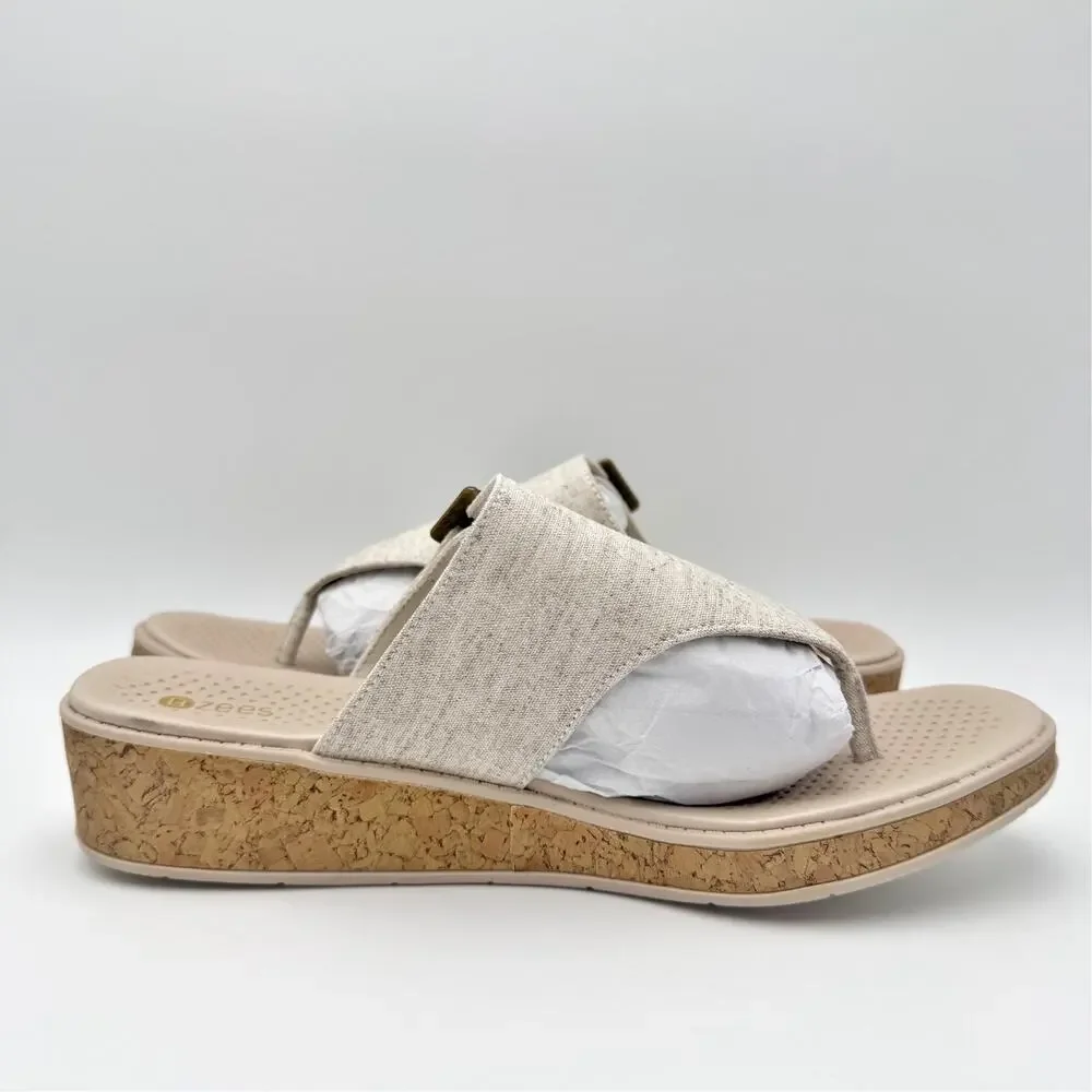 Bzees Womens Bay Wedge Sandals US 10 M EU 41 Beige Tan NIB